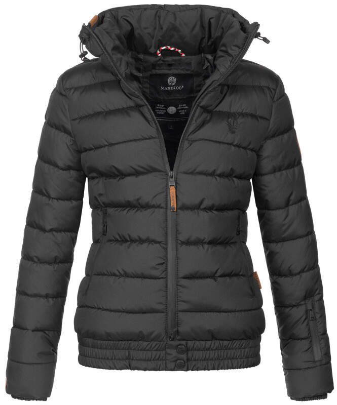 Marikoo Poisen Damen Winter Jacke Stepp Winterjacke mit Stehkragen warm gefüttert B667 Schwarz Größe XL - Gr. 42