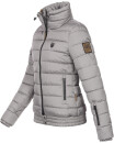 Marikoo Poisen Damen Winter Jacke Stepp Winterjacke mit Stehkragen warm gefüttert B667 Grau Größe S - Gr. 36