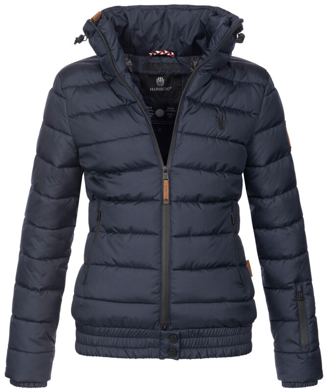 Marikoo Poisen Damen Winter Jacke Stepp Winterjacke mit Stehkragen warm gefüttert B667 Navy Größe XS - Gr. 34