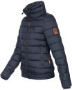 Marikoo Poisen Damen Winter Jacke Stepp Winterjacke mit Stehkragen warm gefüttert B667 Navy Größe M - Gr. 38