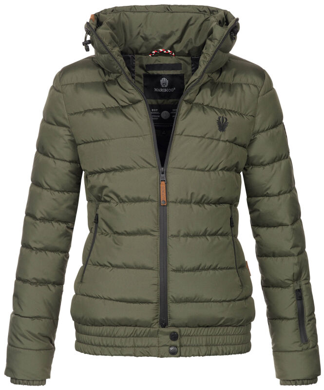 Marikoo Poisen Damen Winter Jacke Stepp Winterjacke mit Stehkragen warm gefüttert B667 Forest Green Größe XS - Gr. 34