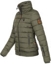 Marikoo Poisen Damen Winter Jacke Stepp Winterjacke mit Stehkragen warm gefüttert B667 Forest Green Größe XS - Gr. 34