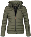 Marikoo Poisen Damen Winter Jacke Stepp Winterjacke mit Stehkragen warm gefüttert B667 Forest Green Größe XL - Gr. 42