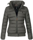 Marikoo Poisen Damen Winter Jacke Stepp Winterjacke mit Stehkragen warm gefüttert B667 Anthrazit Größe S - Gr. 36