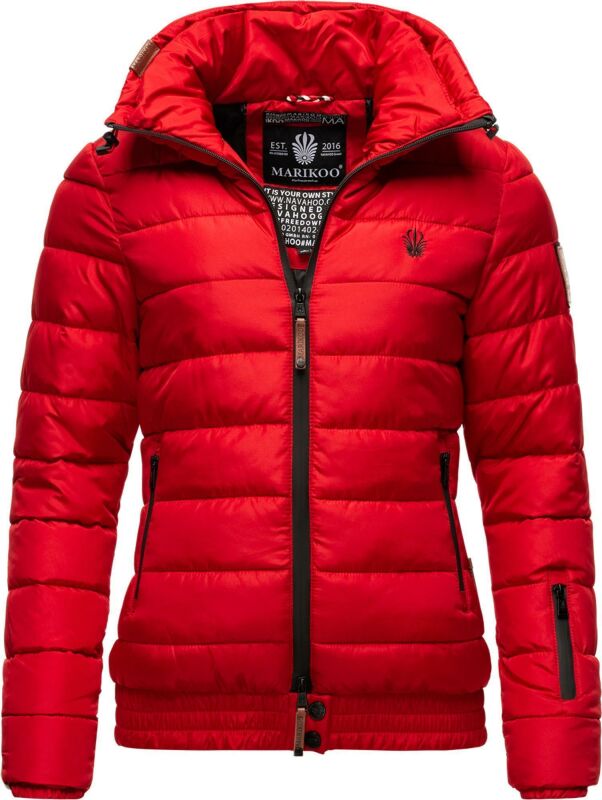 Marikoo Poisen Damen Winter Jacke Stepp Winterjacke mit Stehkragen warm gefüttert B667 Rot Größe XS - Gr. 34