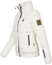 Marikoo Poisen Damen Winter Jacke Stepp Winterjacke mit Stehkragen warm gefüttert B667 Weiß Größe L - Gr. 40