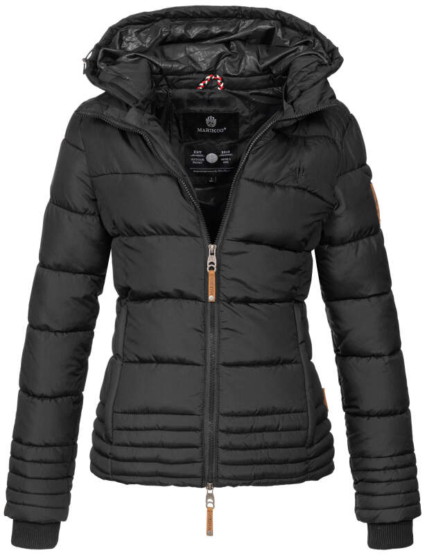 Marikoo Sole Designer Damen Winter Jacke Steppjacke B668 Schwarz Größe L - Gr. 40