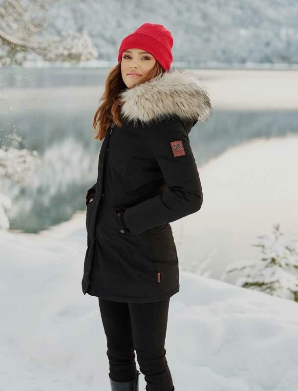 Navahoo Christal Premium Damen Winter Jacke Parka mit Kunstfell B669