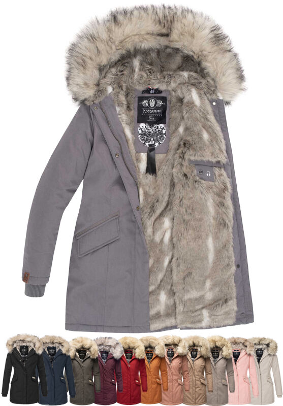 Navahoo Damen Wintermantel Mit Kapuze - Gesteppter Parka In XS-4XL Mit Innenfutter