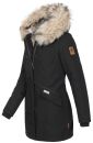 Navahoo Cristal Damen Winterjacke Parka mit Kunstfell B669 Schwarz Gr.S