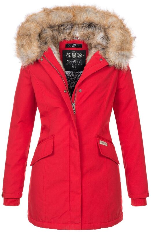Navahoo Cristal Damen Winterjacke Parka mit Kunstfell B669 Rot Gr.XXL