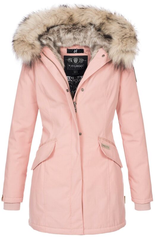 Navahoo Cristal Damen Winterjacke Parka mit Kunstfell B669 Rosa Gr.L