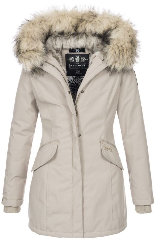 Navahoo Cristal Damen Winterjacke Parka mit Kunstfell B669 Beige Gr.M