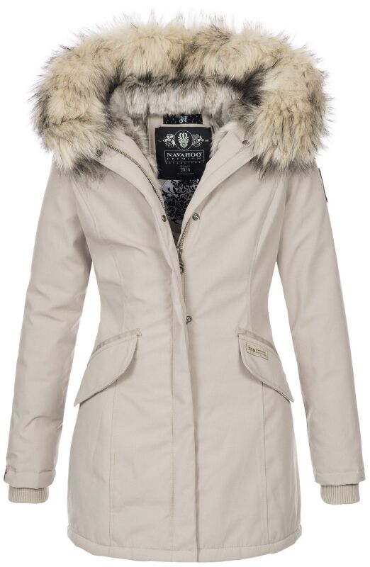 Navahoo Cristal Damen Winterjacke Parka mit Kunstfell B669 Beige Gr.L