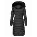 Navahoo Umay warme Damen Winter Jacke lang gesteppt mit Teddyfell B670 Schwarz Größe L - Gr. 40