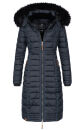 Navahoo Umay warme Damen Winter Jacke lang gesteppt mit Teddyfell B670 Navy Größe S - Gr. 36