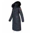 Navahoo Umay warme Damen Winter Jacke lang gesteppt mit Teddyfell B670 Navy Größe S - Gr. 36