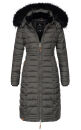 Navahoo Umay warme Damen Winter Jacke lang gesteppt mit Teddyfell B670 Anthrazit Größe S - Gr. 36