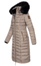 Navahoo Umay warme Damen Winter Jacke lang gesteppt mit Teddyfell B670 Taupe Größe S - Gr. 36