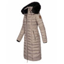Navahoo Umay warme Damen Winter Jacke lang gesteppt mit Teddyfell B670 Taupe Größe L - Gr. 40