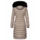 Navahoo Umay warme Damen Winter Jacke lang gesteppt mit Teddyfell B670 Taupe Größe L - Gr. 40