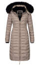 Navahoo Umay warme Damen Winter Jacke lang gesteppt mit Teddyfell B670 Taupe Größe XXL - Gr. 44