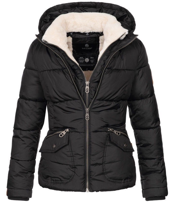 Navahoo Megan Damen Winter Stepp Jacke mit Tedyfell B672 Schwarz Größe XS - Gr. 34