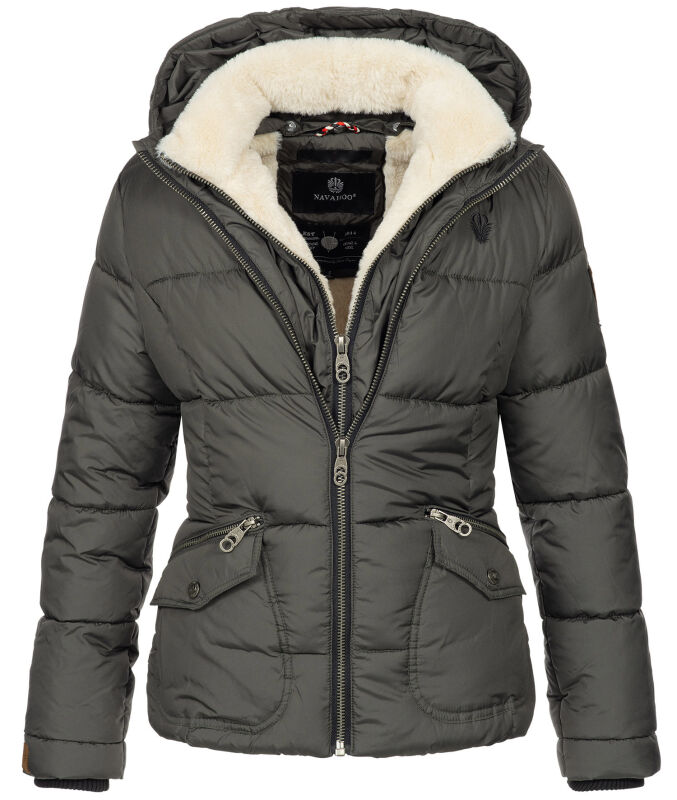 Navahoo Megan Damen Winter Stepp Jacke mit Tedyfell B672 Anthrazit Größe XS - Gr. 34