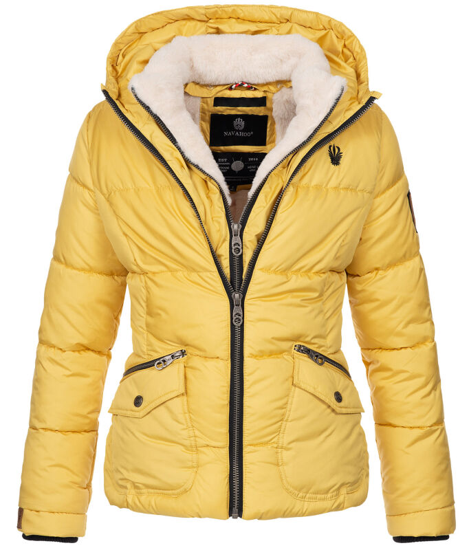 Navahoo Megan Damen Winter Stepp Jacke mit Tedyfell B672 Gelb Größe S - Gr. 36