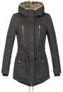 Navahoo Diamond warme Damen Winter Jacke lang mit Teddyfell B648 Anthrazit Größe XS - Gr. 34