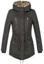 Navahoo Diamond warme Damen Winter Jacke lang mit Teddyfell B648 Anthrazit Größe S - Gr. 36