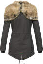 Navahoo Diamond warme Damen Winter Jacke lang mit Teddyfell B648 Anthrazit Größe S - Gr. 36