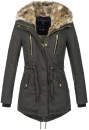Navahoo Diamond warme Damen Winter Jacke lang mit Teddyfell B648 Anthrazit Größe XXL - Gr. 44