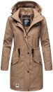 Navahoo Deike Damen lange Regenjacke mit Teddyfell und Kapuze B678 Taupe Größe XS - Gr. 34