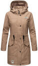 Navahoo Deike Damen lange Regenjacke mit Teddyfell und Kapuze B678 Taupe Größe M - Gr. 38