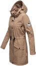 Navahoo Deike Damen lange Regenjacke mit Teddyfell und Kapuze B678 Taupe Größe L - Gr. 40