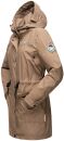 Navahoo Deike Damen lange Regenjacke mit Teddyfell und Kapuze B678 Taupe Größe L - Gr. 40