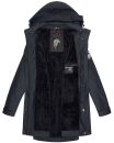 Navahoo Deike Damen lange Regenjacke mit Teddyfell und Kapuze B678 Navy Größe XS - Gr. 34