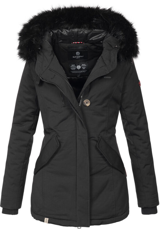 Navahoo Nisam Damen Winter Jacke warm gefüttert B626 Schwarz Größe XXL - Gr. 44