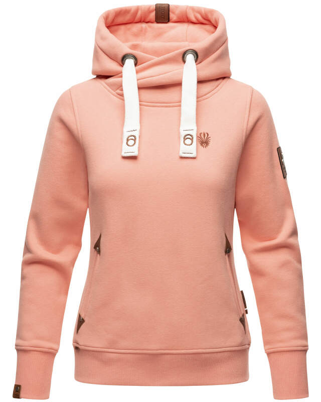 Navahoo Damen Sweatshirt Hoodie mit Kapuze B563 Apricot Größe L - Gr. 40