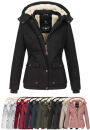 Marikoo Keikoo warme Damen Winter Jacke mit Teddyfell und Kapuze B683