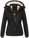 Marikoo Keikoo warme Damen Winter Jacke mit Teddyfell und Kapuze B683 Schwarz Größe XS - Gr. 34