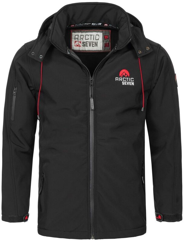 Arctic Seven Herren Designer Softshell Funktions Outdoor Jacke AS-087 Schwarz Größe L - Gr. L