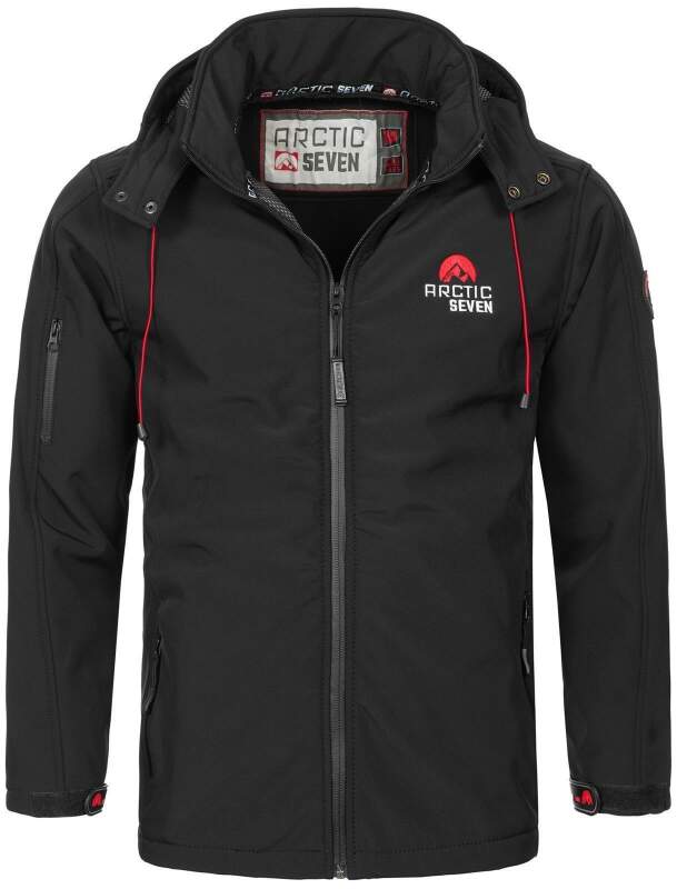 Arctic Seven Herren Designer Softshell Funktions Outdoor Jacke AS-087 Schwarz Größe XXXL - Gr. 3XL
