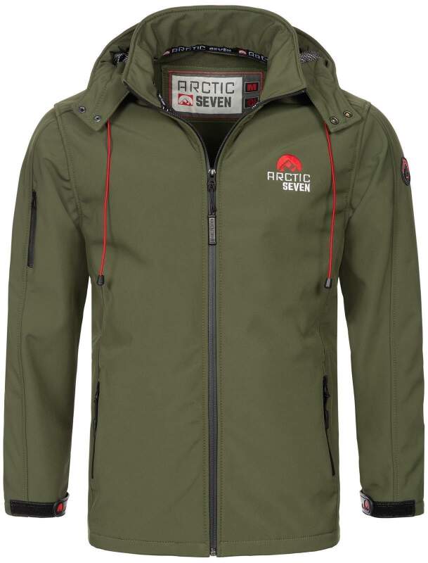 Arctic Seven Herren Designer Softshell Funktions Outdoor Jacke AS-087 Olive Größe S - Gr. S