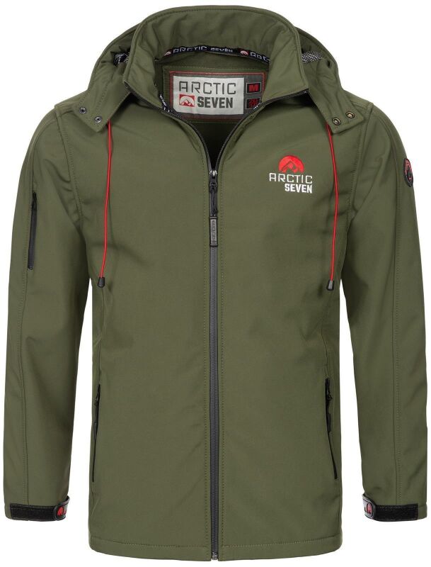 Arctic Seven Herren Designer Softshell Funktions Outdoor Jacke AS-087 Olive Größe XXXL - Gr. 3XL