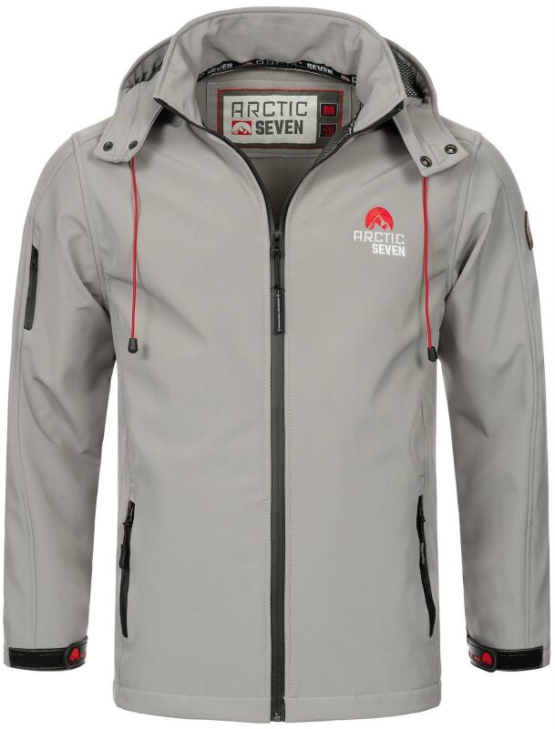 Arctic Seven Herren Designer Softshell Funktions Outdoor Jacke AS-087 Hellgrau Größe S - Gr. S