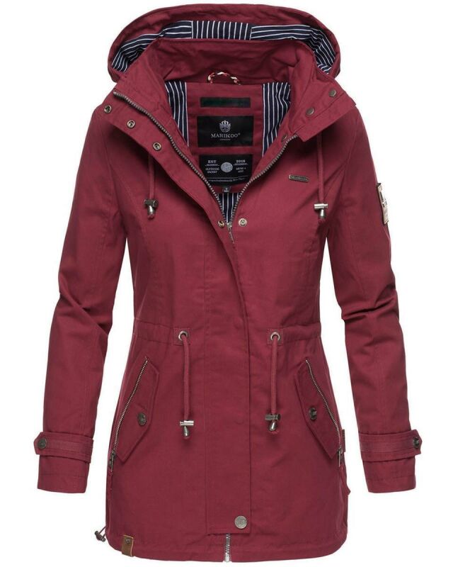 Marikoo Nyokoo leichte Damen Übergangs Jacke mit Kapuze B690  Bordeaux Größe XS - Gr. 34