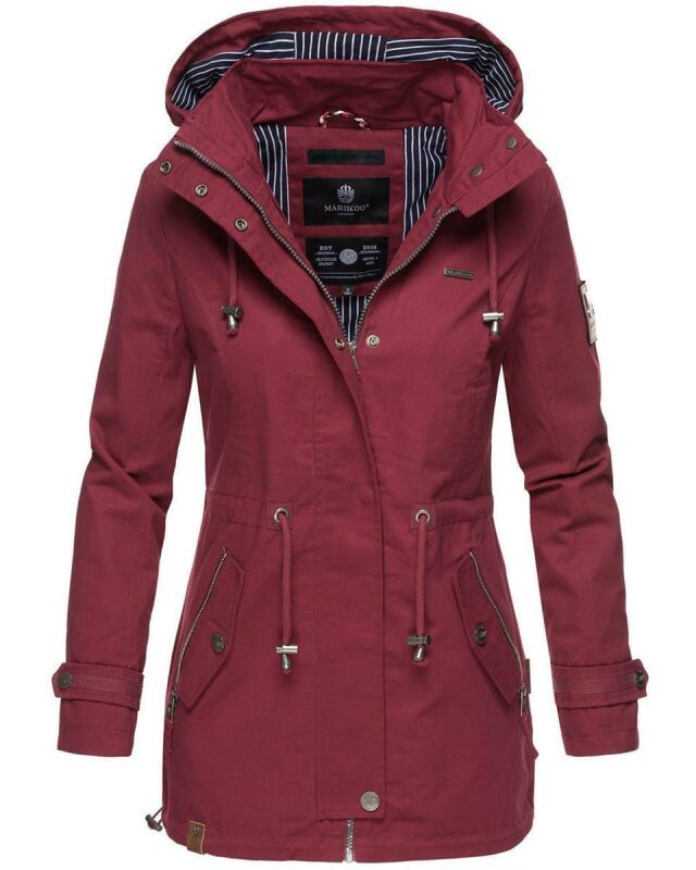 Marikoo Nyokoo leichte Damen Übergangs Jacke mit Kapuze B690  Bordeaux Größe S - Gr. 36