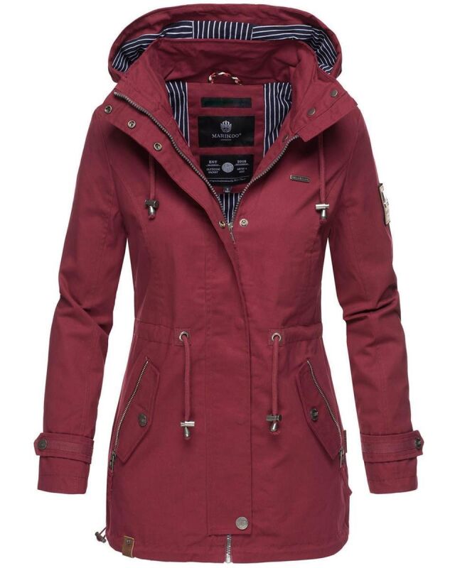 Marikoo Nyokoo leichte Damen Übergangs Jacke mit Kapuze B690  Bordeaux Größe M - Gr. 38